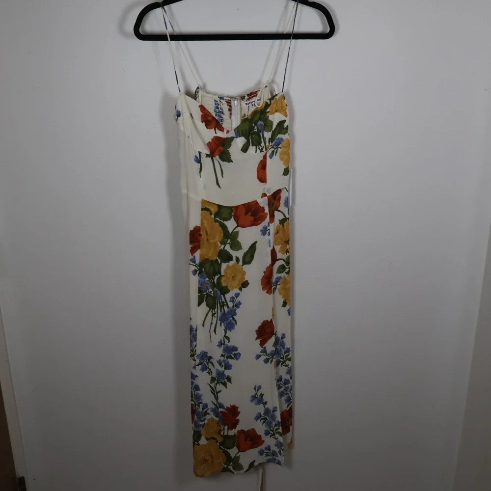 Reformation Dress Size 6 Juliette White Red Floral Formosa - Picture 6 of 13